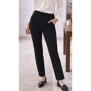Frame Womens Minimalist Pull-On Ankle Pants 4 Black Quiet Luxury Workwear Modern